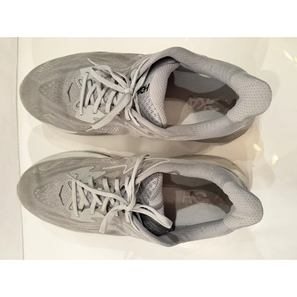 Hoka Clifton 10 Men's Running Shoes Size US 13 M Wide Grey Silver Athletic